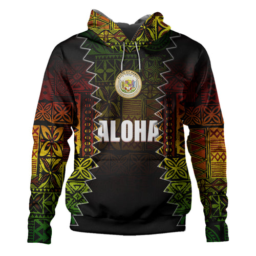 Hawaii Hoodie Polynesian Tribal Motif Reggae Color