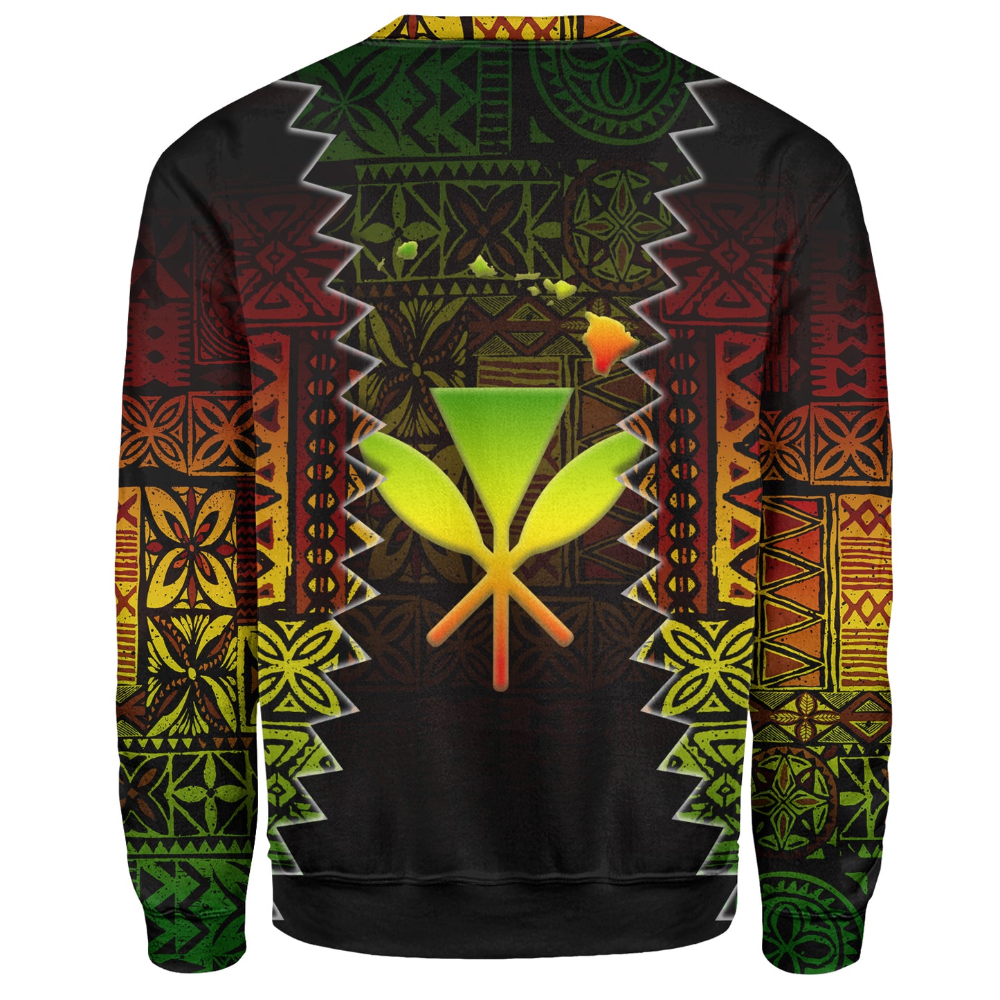 Hawaii Sweatshirt Polynesian Tribal Motif Reggae Color