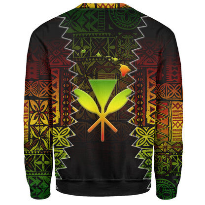 Hawaii Sweatshirt Polynesian Tribal Motif Reggae Color