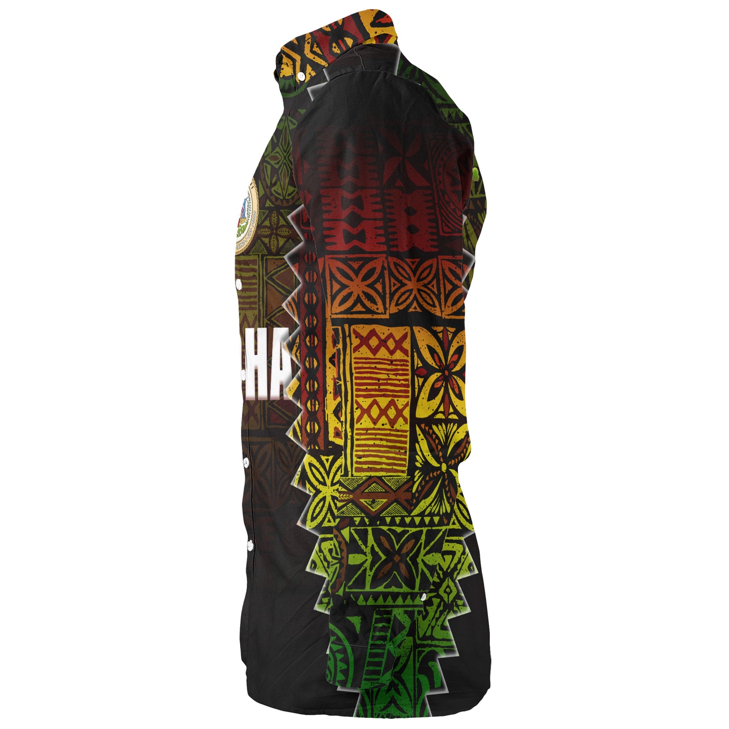 Hawaii Long Sleeve Shirt Polynesian Tribal Motif Reggae Color