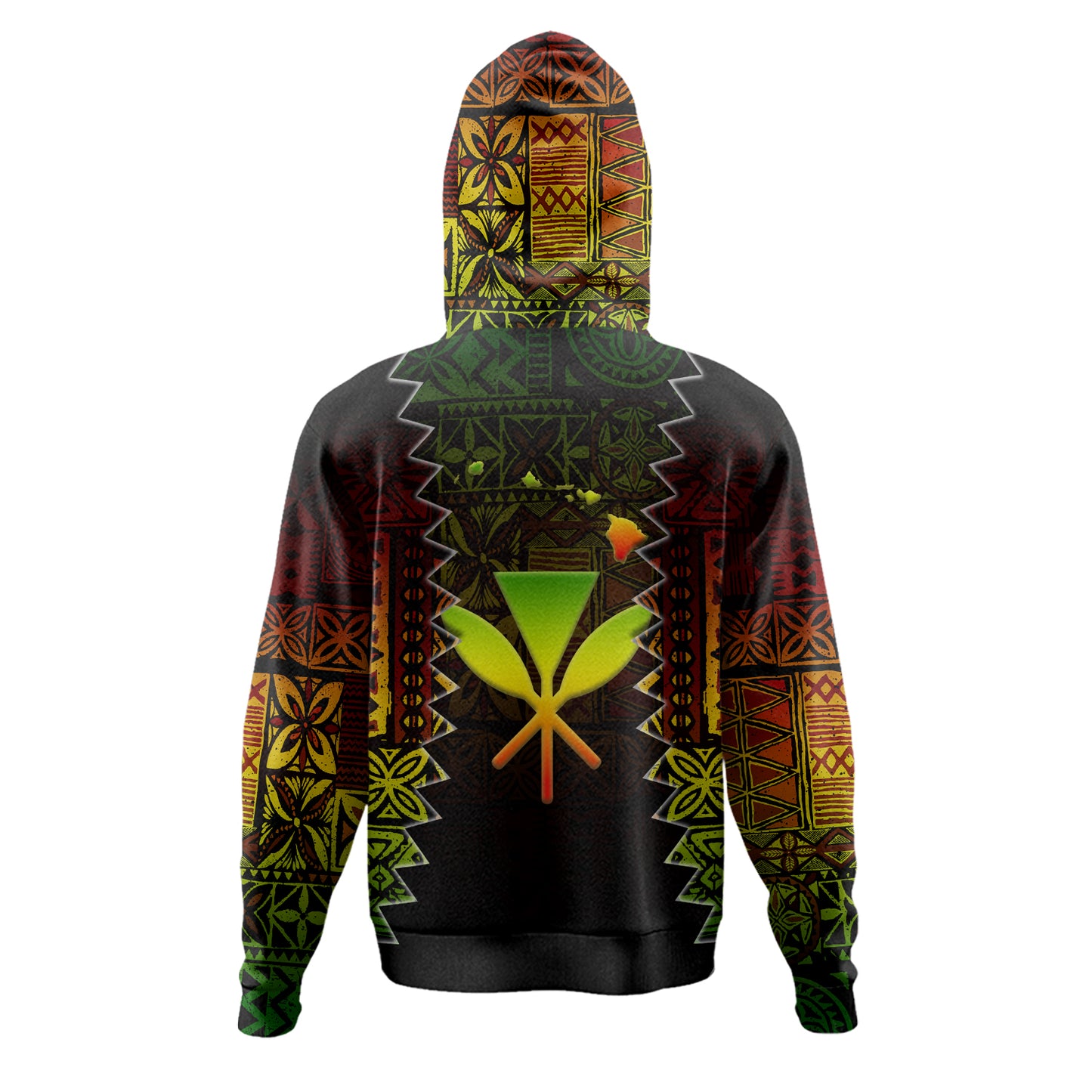 Hawaii Hoodie Polynesian Tribal Motif Reggae Color