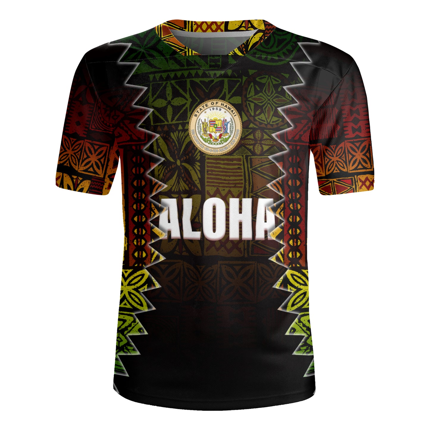 Hawaii Rugby Jersey Polynesian Tribal Motif Reggae Color