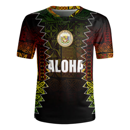 Hawaii Rugby Jersey Polynesian Tribal Motif Reggae Color
