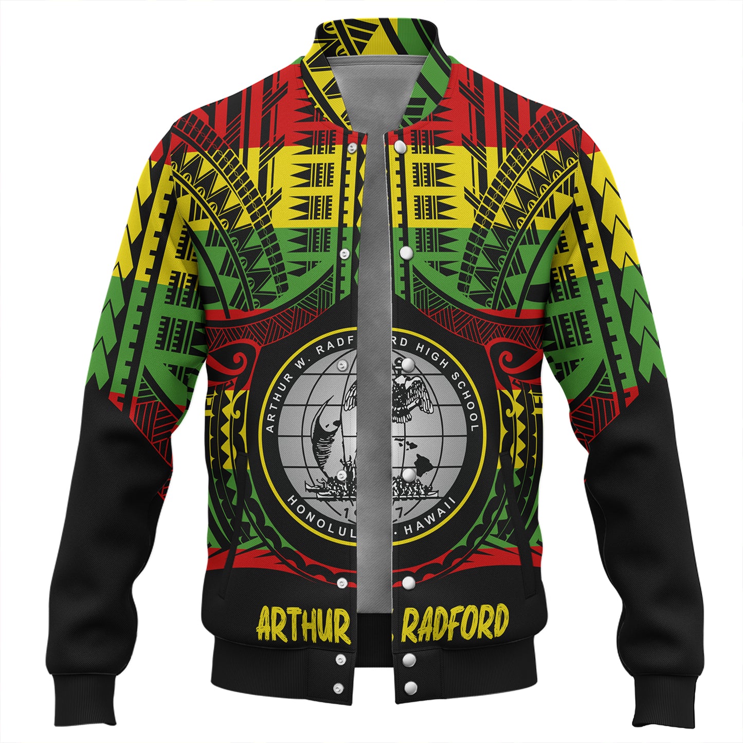 Hawaii Baseball Jacket  Admiral Arthur W. Radford Reggae Color Polynesian