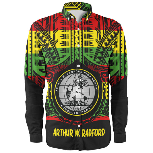 Hawaii Long Sleeve Shirt  Admiral Arthur W. Radford Reggae Color Polynesian