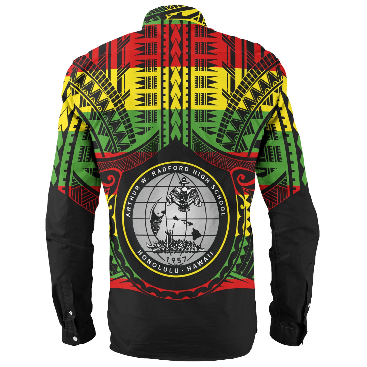 Hawaii Long Sleeve Shirt  Admiral Arthur W. Radford Reggae Color Polynesian
