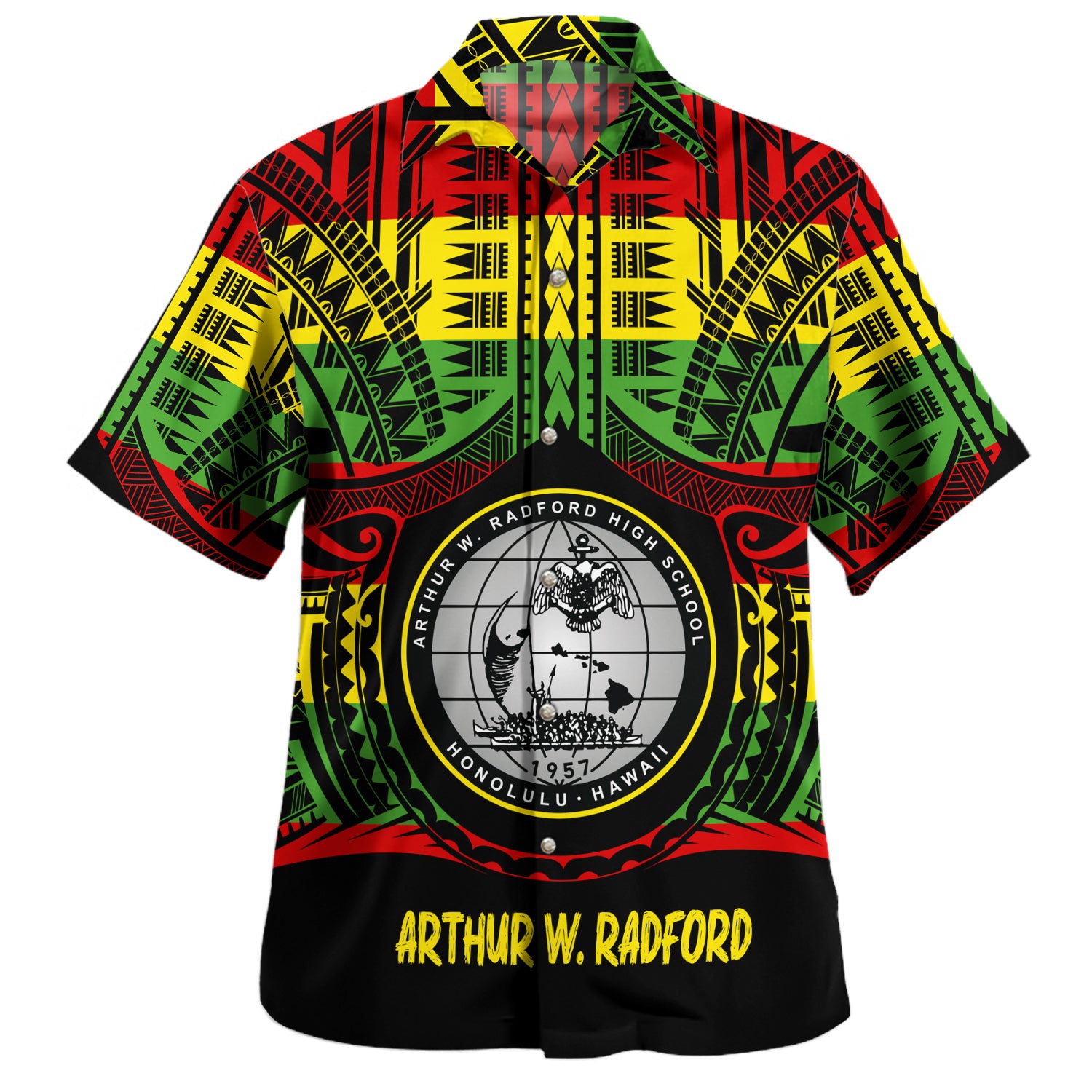 Hawaii Hawaiian Shirt  Admiral Arthur W. Radford Reggae Color Polynesian