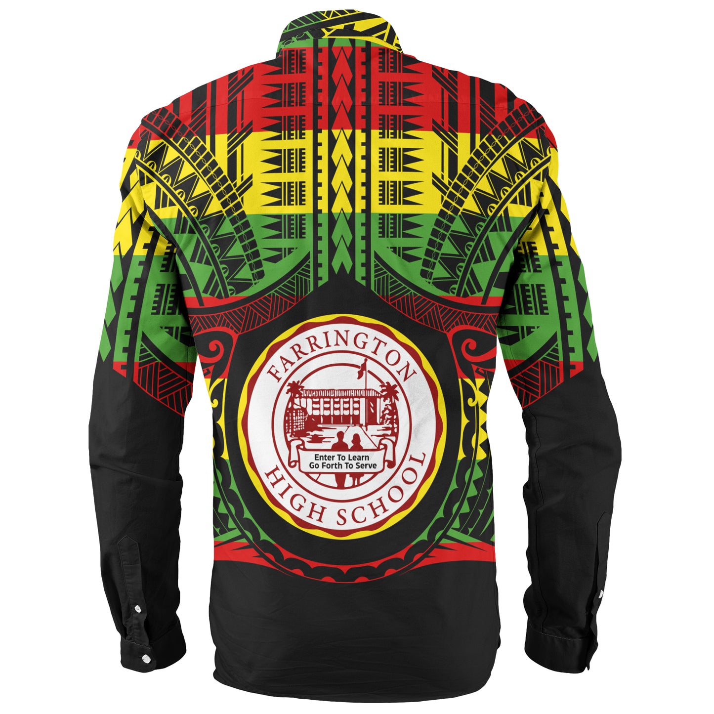 Hawaii Long Sleeve Shirt Farrington High School Reggae Color Polynesian