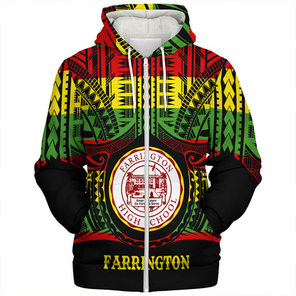 Hawaii Sherpa Hoodie Farrington High School Reggae Color Polynesian