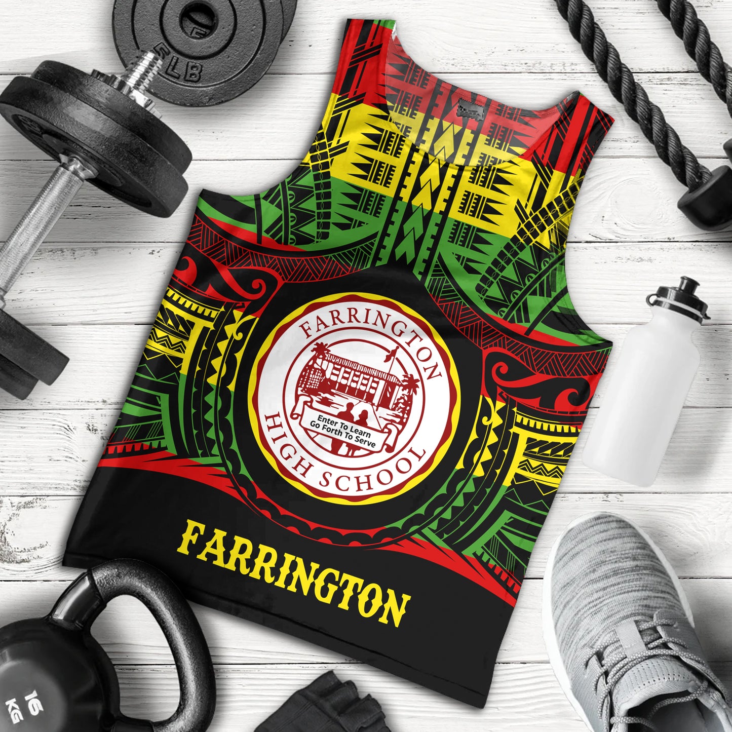 Hawaii Tank Top Farrington High School Reggae Color Polynesian