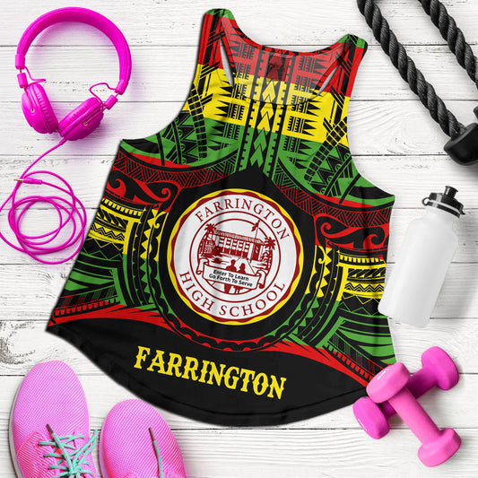 Hawaii Women Tank Farrington High School Reggae Color Polynesian