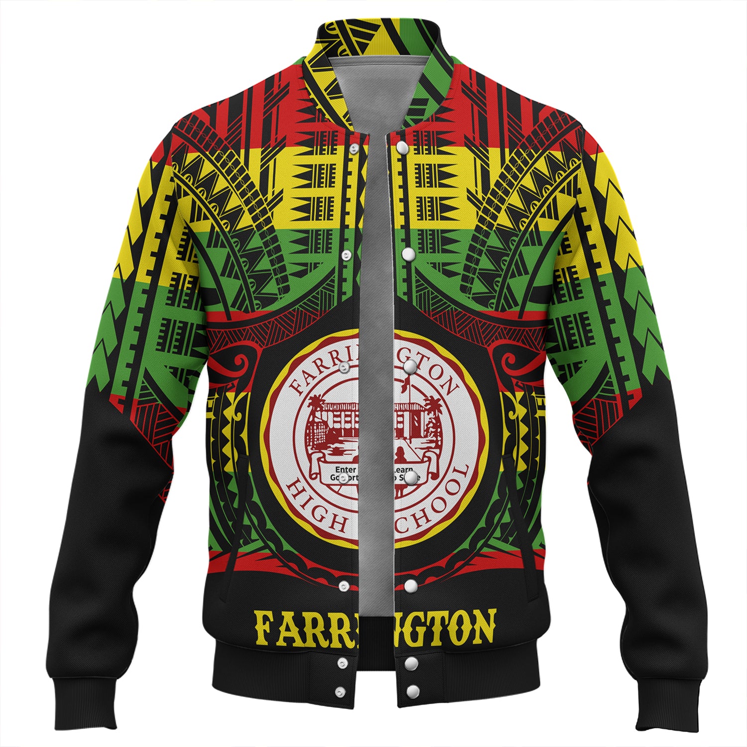 Hawaii Baseball Jacket Farrington High School Reggae Color Polynesian