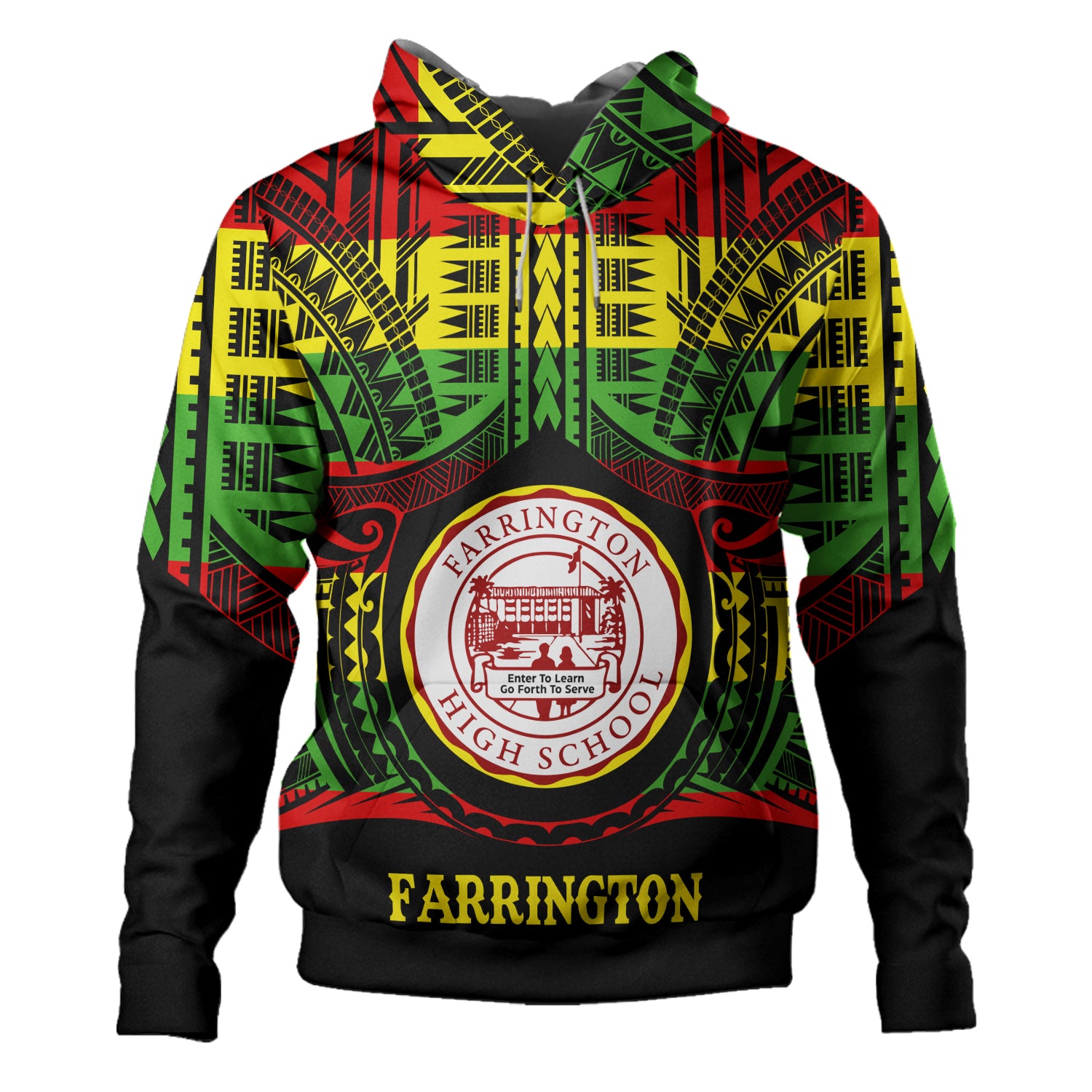 Hawaii Hoodie Farrington High School Reggae Color Polynesian