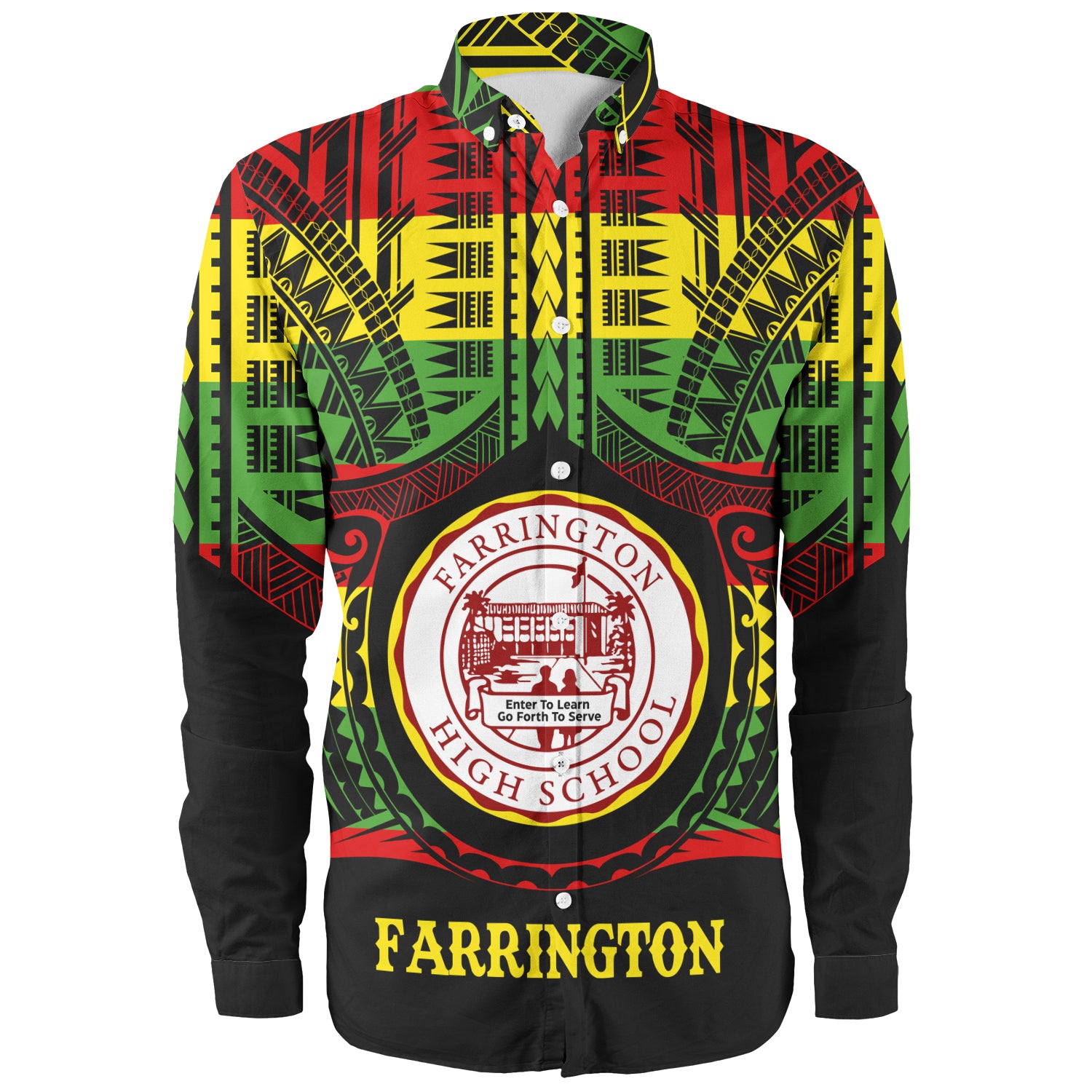 Hawaii Long Sleeve Shirt Farrington High School Reggae Color Polynesian