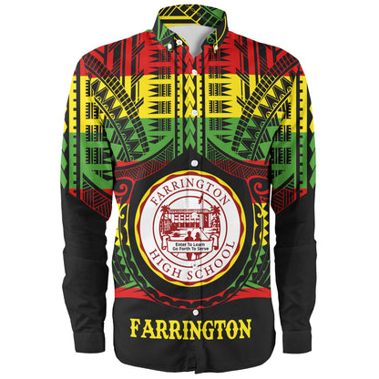 Hawaii Long Sleeve Shirt Farrington High School Reggae Color Polynesian