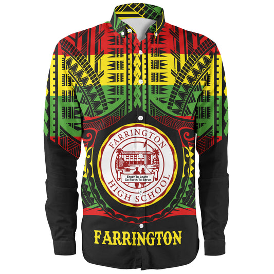 Hawaii Long Sleeve Shirt Farrington High School Reggae Color Polynesian