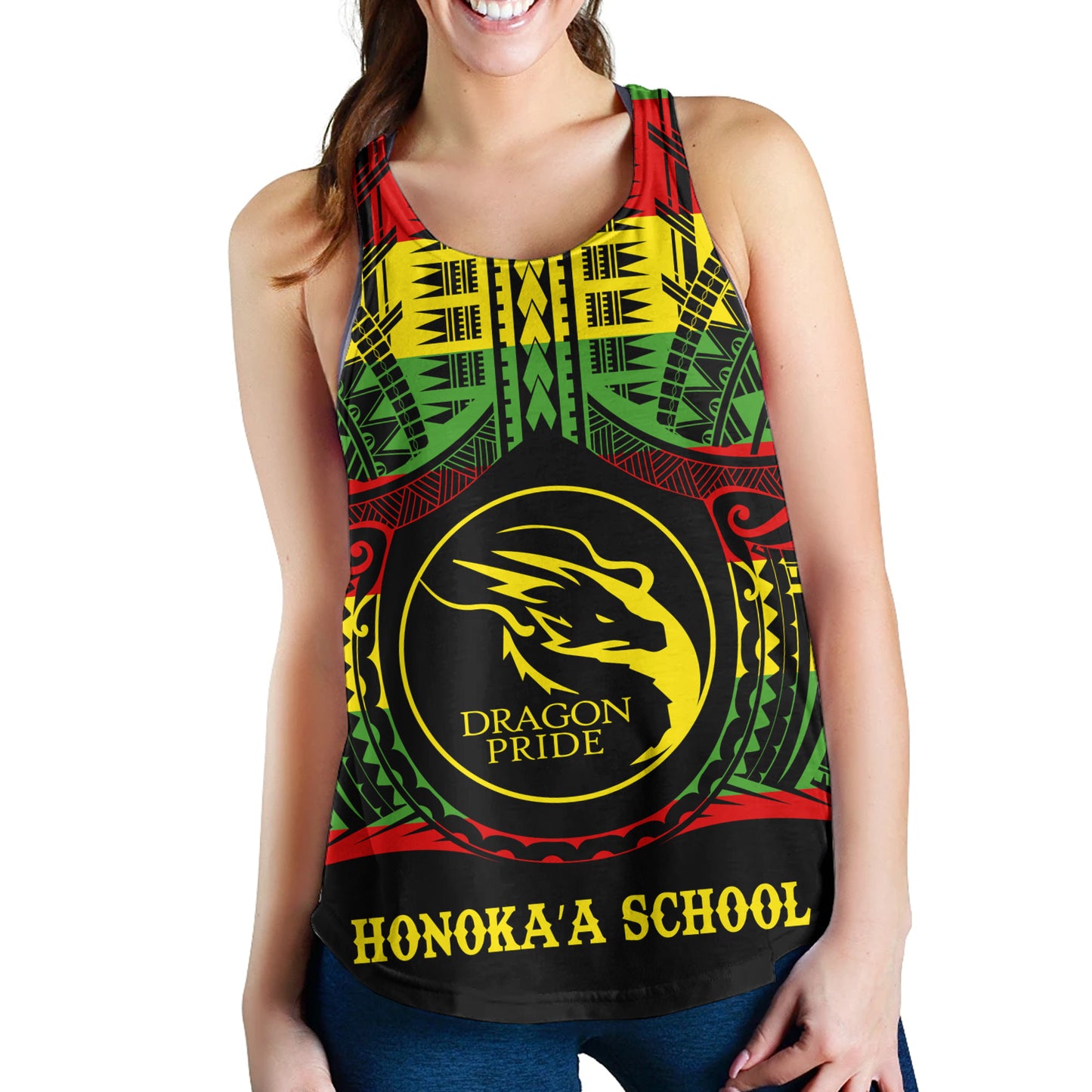 Hawaii Women Tank Honokaa High & Intermediate School Reggae Color Polynesian