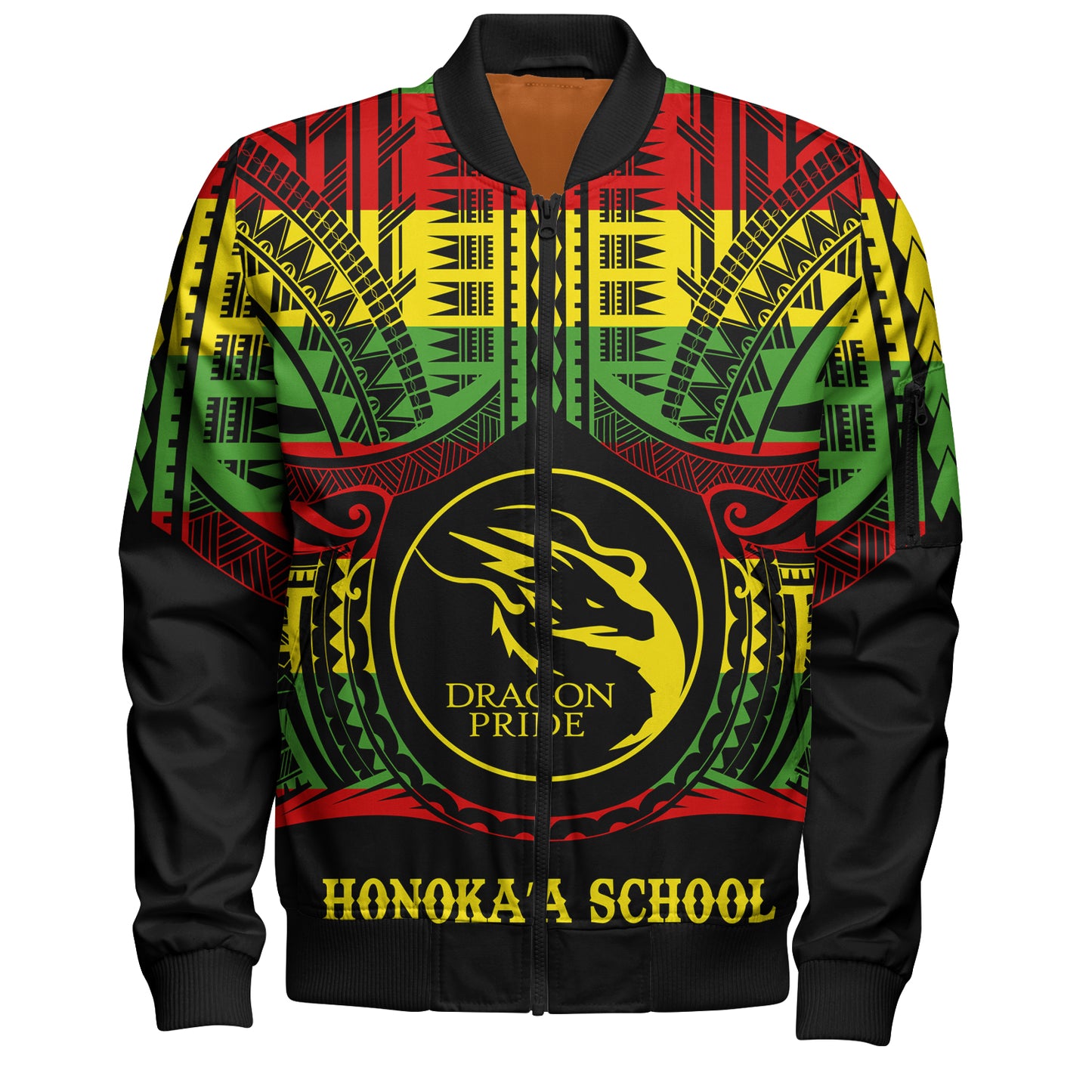 Hawaii Bomber Jacket HonokaÊ»a High & Intermediate School Reggae Color Polynesian