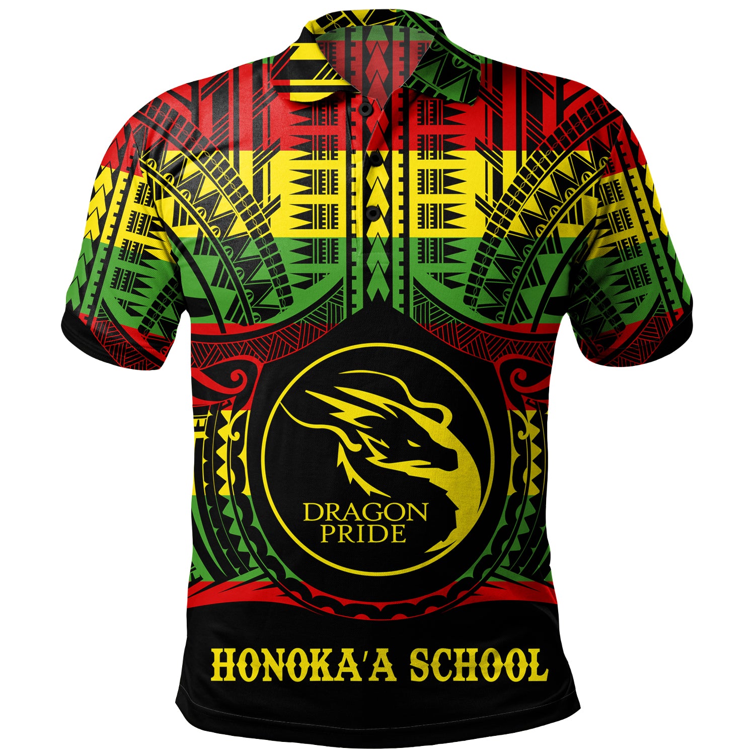 Hawaii Polo Shirt Honokaa High And Intermediate School Reggae Color Polynesian