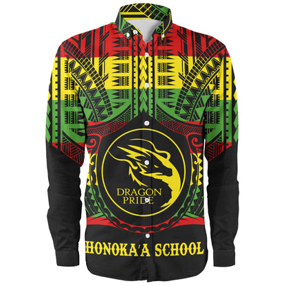 Hawaii Long Sleeve Shirt Honokaa High And Intermediate School Reggae Color Polynesian