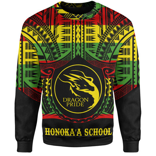 Hawaii Sweatshirt HonokaÊ»a High & Intermediate School Reggae Color Polynesian