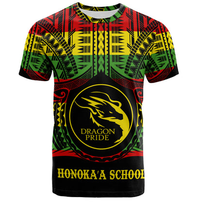 Hawaii T-Shirt HonokaÊ»a High & Intermediate School Reggae Color Polynesian