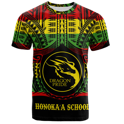 Hawaii T-Shirt HonokaÊ»a High & Intermediate School Reggae Color Polynesian