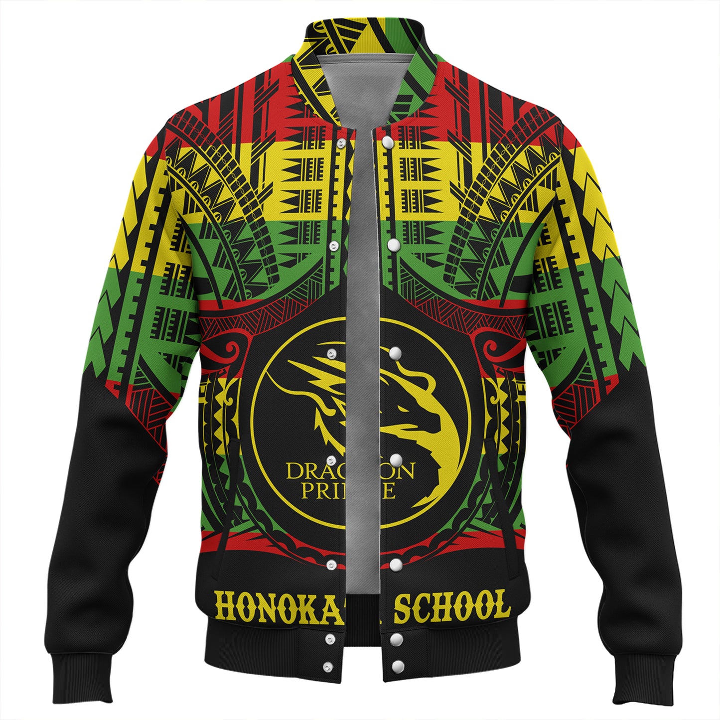 Hawaii Baseball Jacket Honokaa High & Intermediate School Reggae Color Polynesian