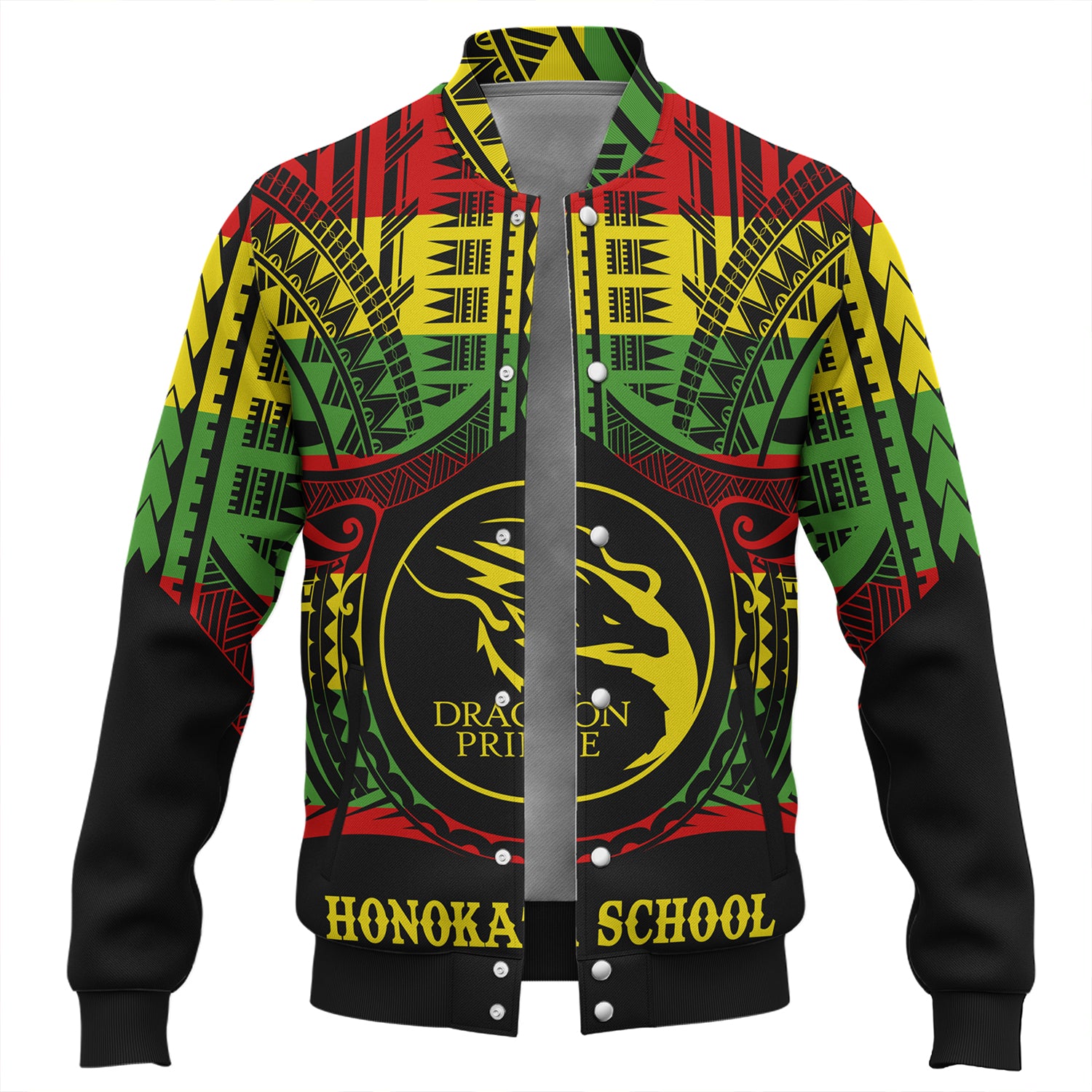 Hawaii Baseball Jacket Honokaa High & Intermediate School Reggae Color Polynesian