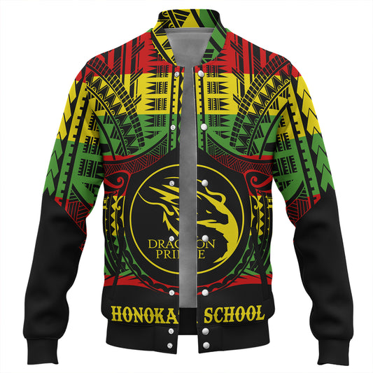 Hawaii Baseball Jacket Honokaa High & Intermediate School Reggae Color Polynesian