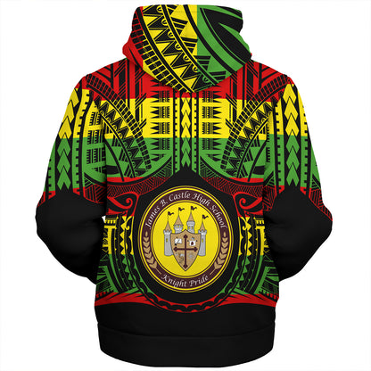 Hawaii Sherpa Hoodie James B. Castle High School Reggae Color Polynesian