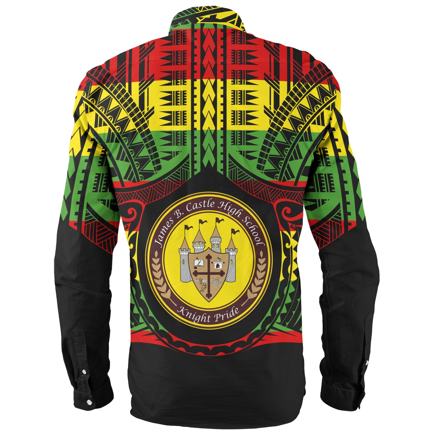 Hawaii Long Sleeve Shirt James B. Castle High School Reggae Color Polynesian