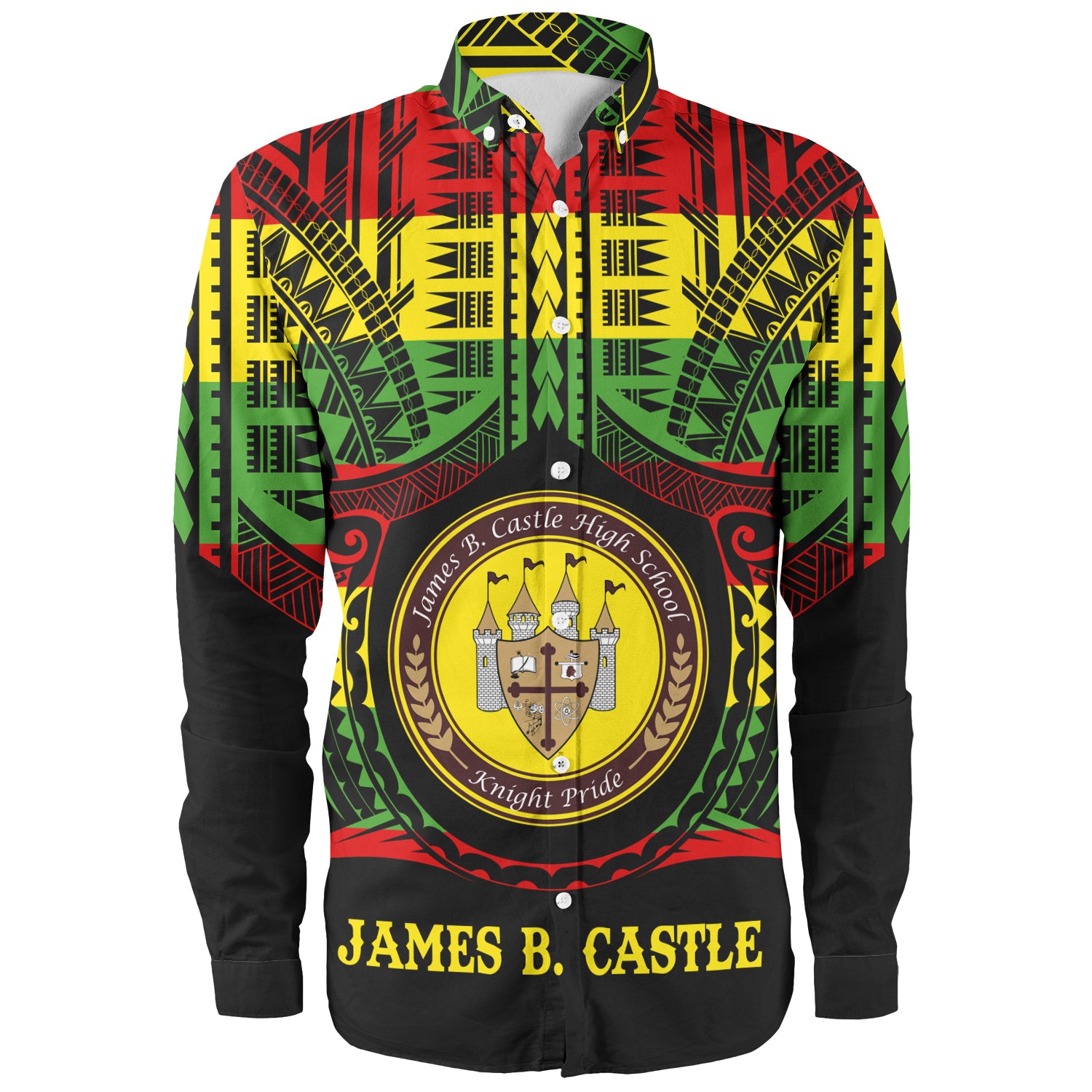 Hawaii Long Sleeve Shirt James B. Castle High School Reggae Color Polynesian