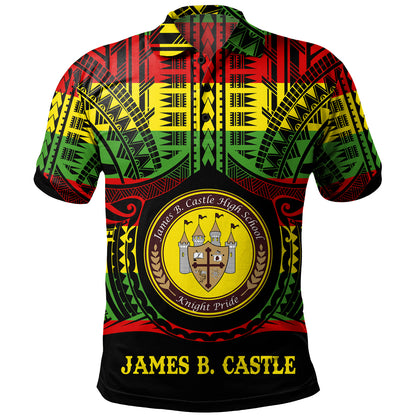 Hawaii Polo Shirt James B. Castle High School Reggae Color Polynesian