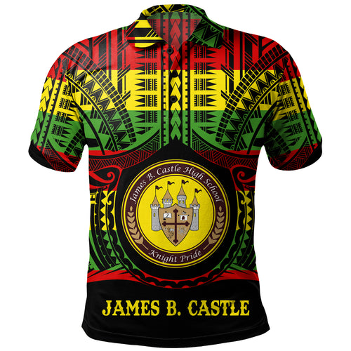 Hawaii Polo Shirt James B. Castle High School Reggae Color Polynesian