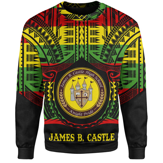 Hawaii Sweatshirt James B. Castle High School Reggae Color Polynesian