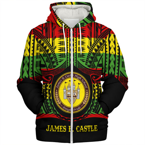 Hawaii Sherpa Hoodie James B. Castle High School Reggae Color Polynesian