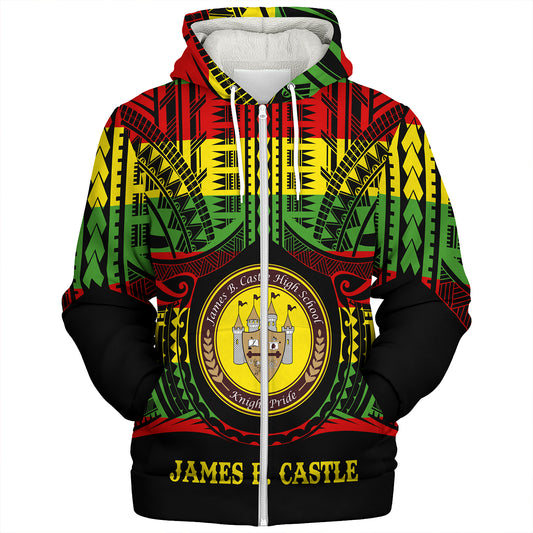 Hawaii Sherpa Hoodie James B. Castle High School Reggae Color Polynesian