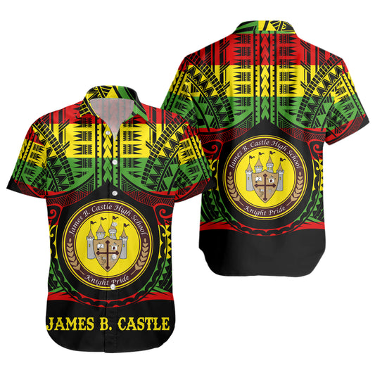 Hawaii Short Sleeve Shirt James B. Castle High School Reggae Color Polynesian