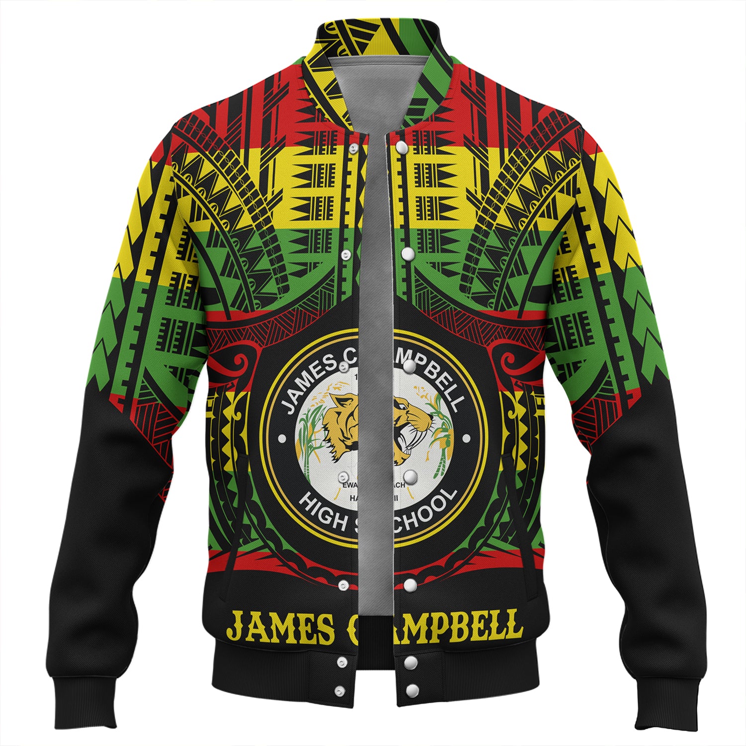 Hawaii Baseball Jacket James Campbell High School Reggae Color Polynesian