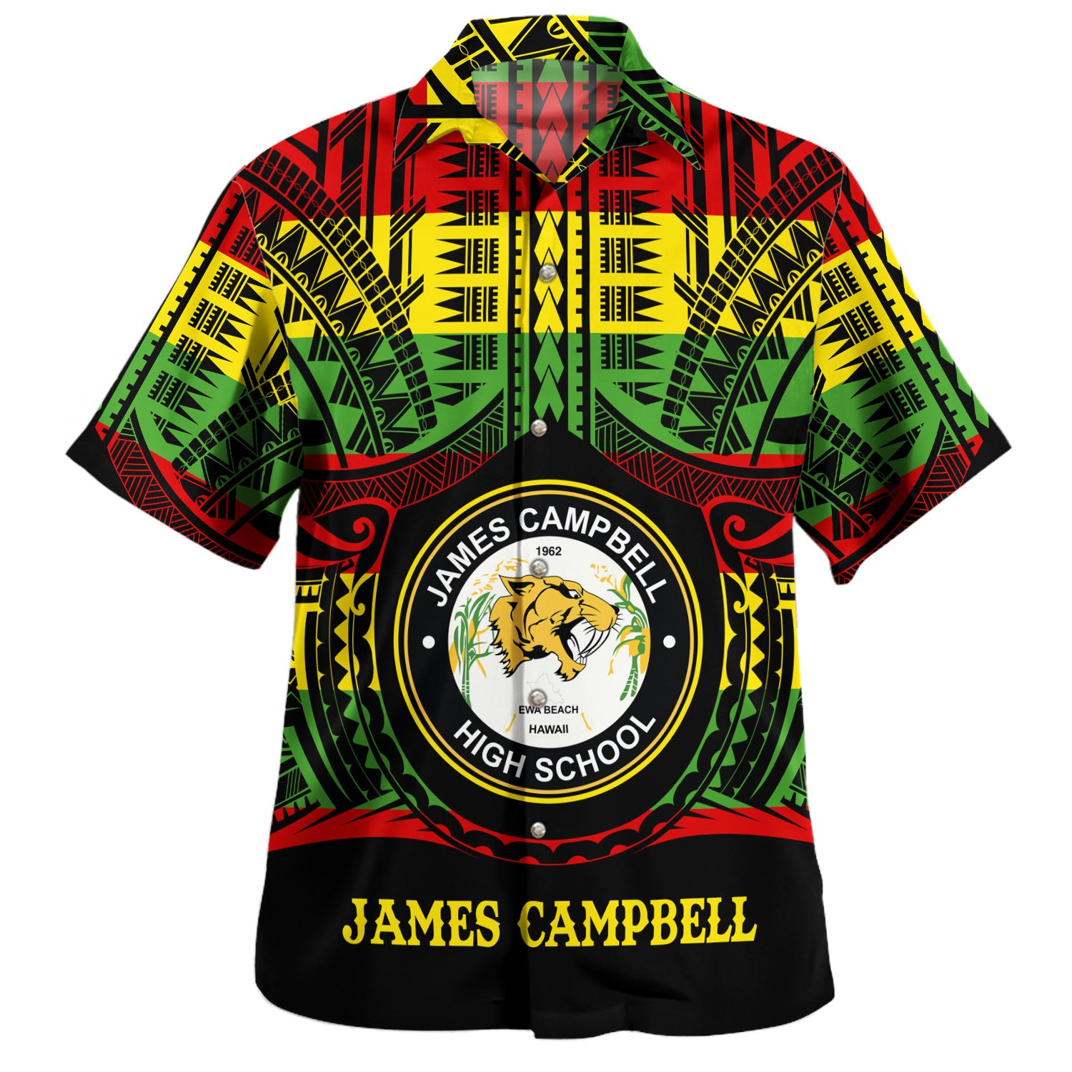 Hawaii Hawaiian Shirt James Campbell High School Reggae Color Polynesian
