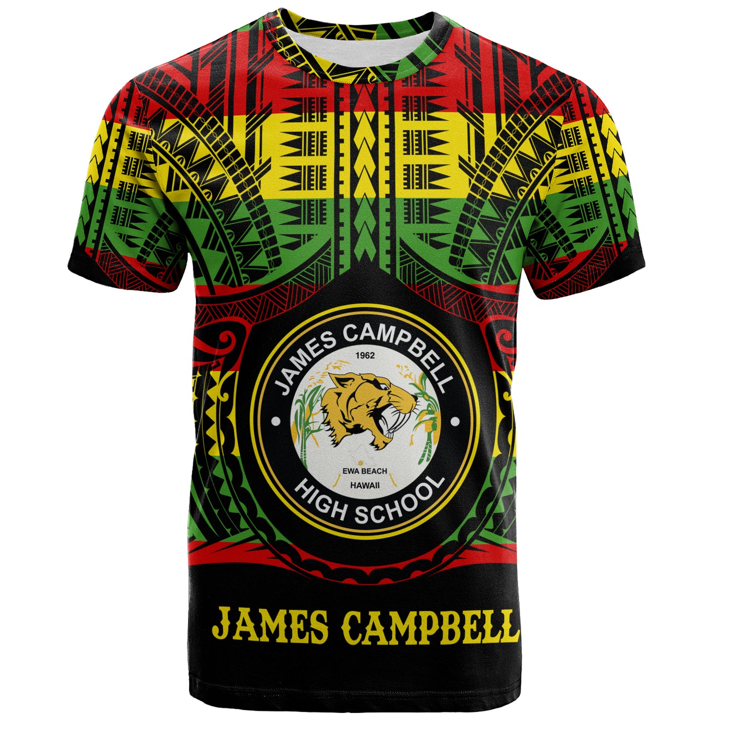 Hawaii T-Shirt James Campbell High School Reggae Color Polynesian