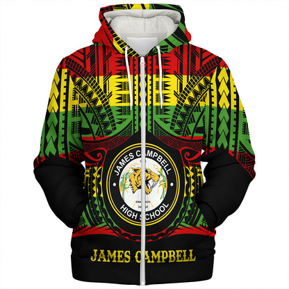 Hawaii Sherpa Hoodie James Campbell High School Reggae Color Polynesian
