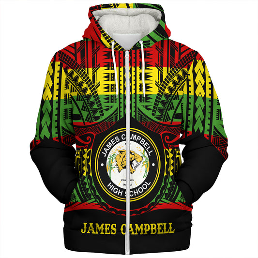 Hawaii Sherpa Hoodie James Campbell High School Reggae Color Polynesian