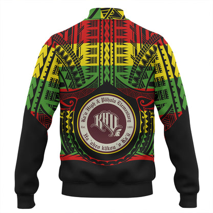 Hawaii Baseball Jacket Kau High School & Pahala Elementary School Reggae Color Polynesian