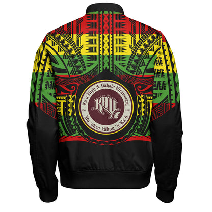 Hawaii Bomber Jacket KaÊ»Å« High & PÄhala Elementary School Reggae Color Polynesian