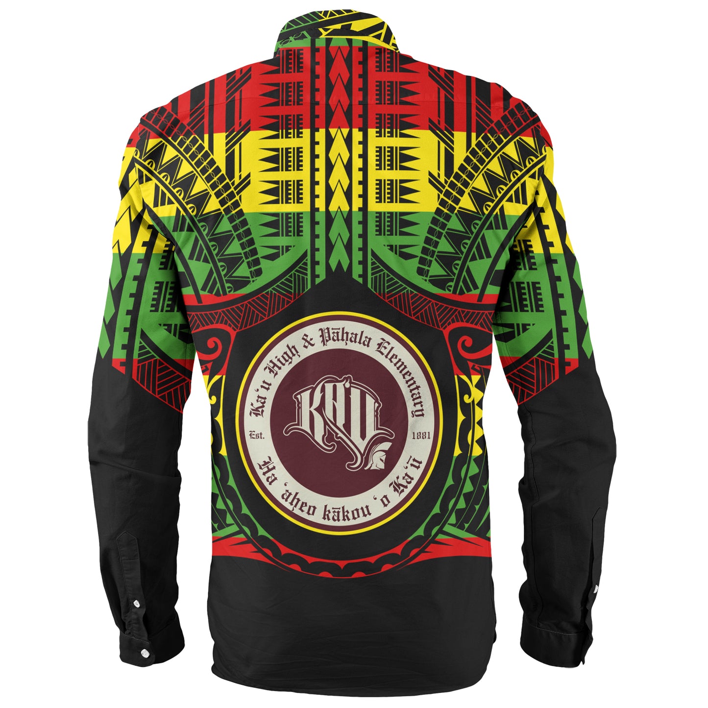 Hawaii Long Sleeve Shirt Kau High School And Pahala Elementary School Reggae Color Polynesian