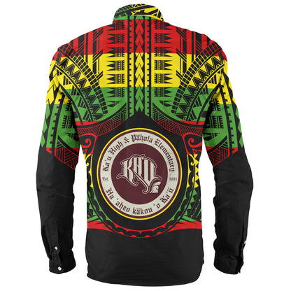 Hawaii Long Sleeve Shirt Kau High School And Pahala Elementary School Reggae Color Polynesian