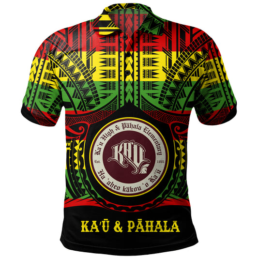 Hawaii Polo Shirt Kau High School And Pahala Elementary School Reggae Color Polynesian