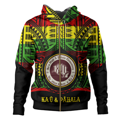 Hawaii Hoodie Kau High and Pahala Elementary School Reggae Color Polynesian